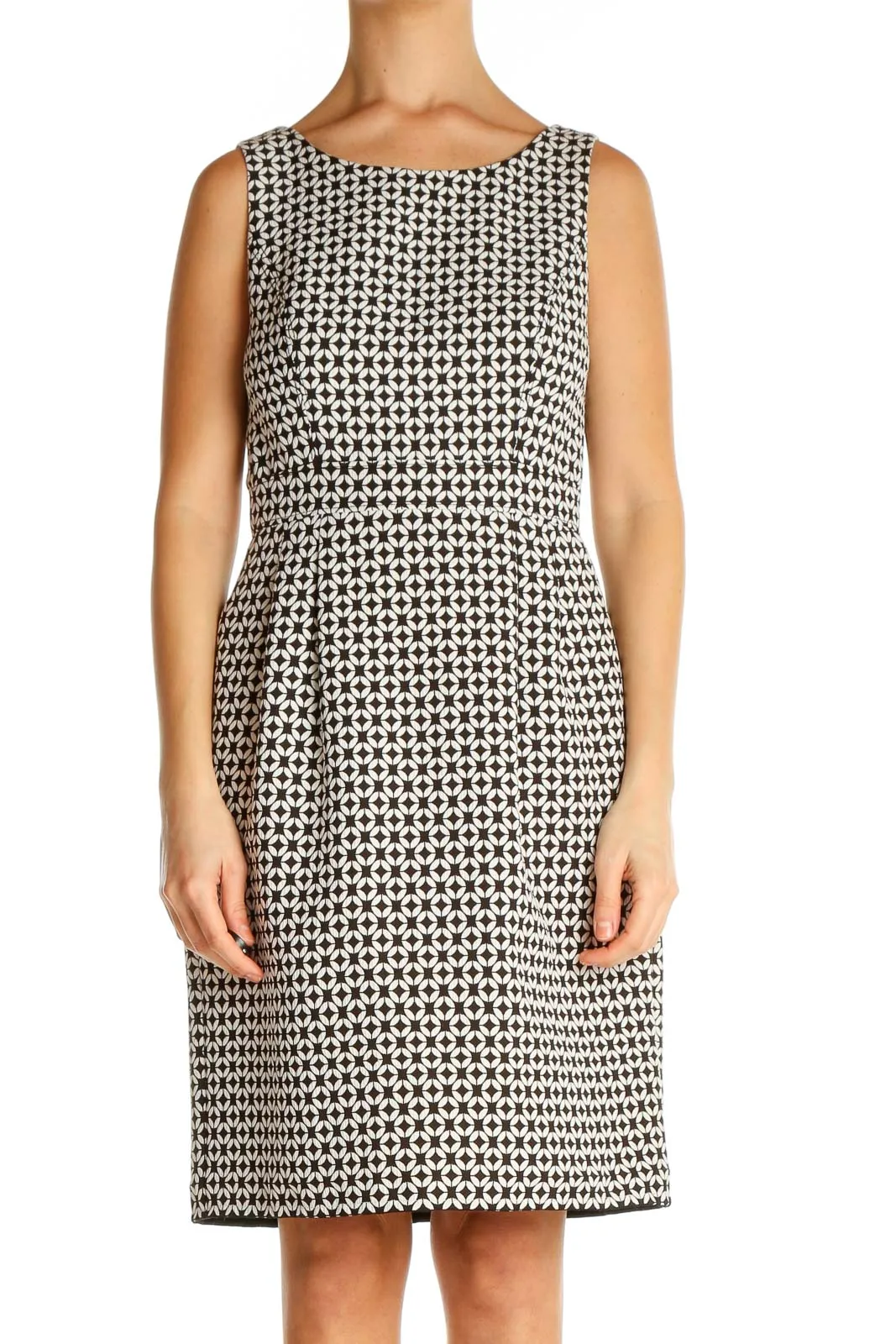 Beige Printed Work Sheath Dress