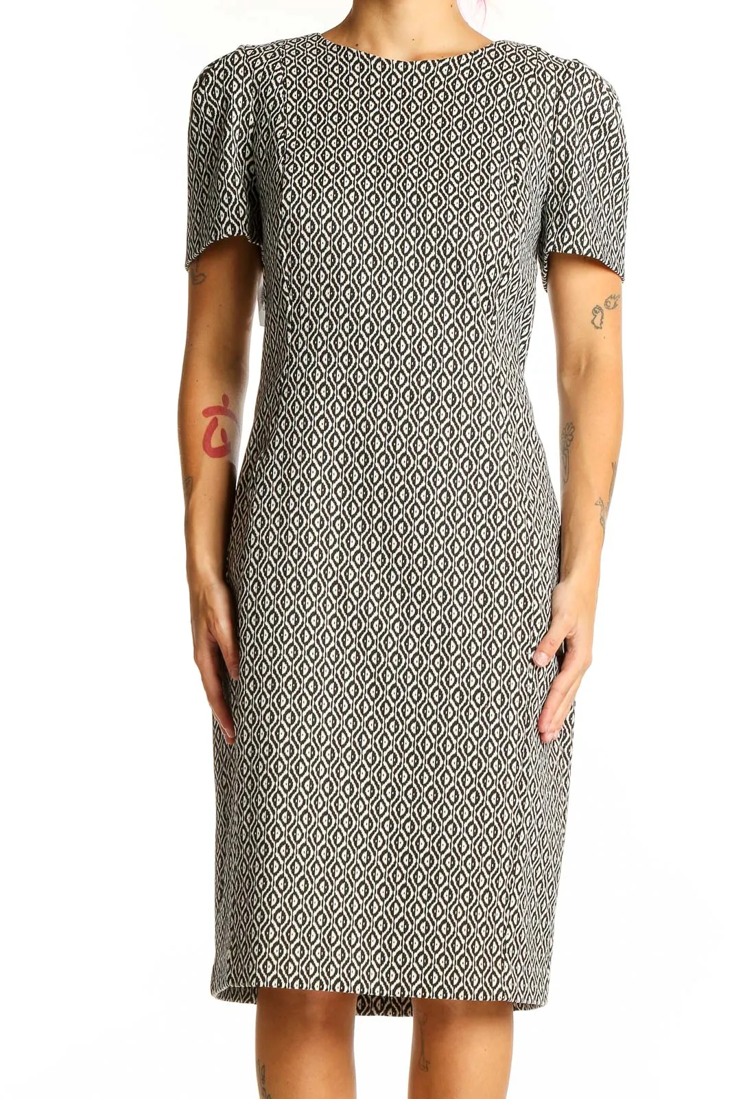 Black and White Geometric Sheath Dress