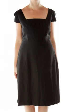 Black Bell Sleeve Structured Dress