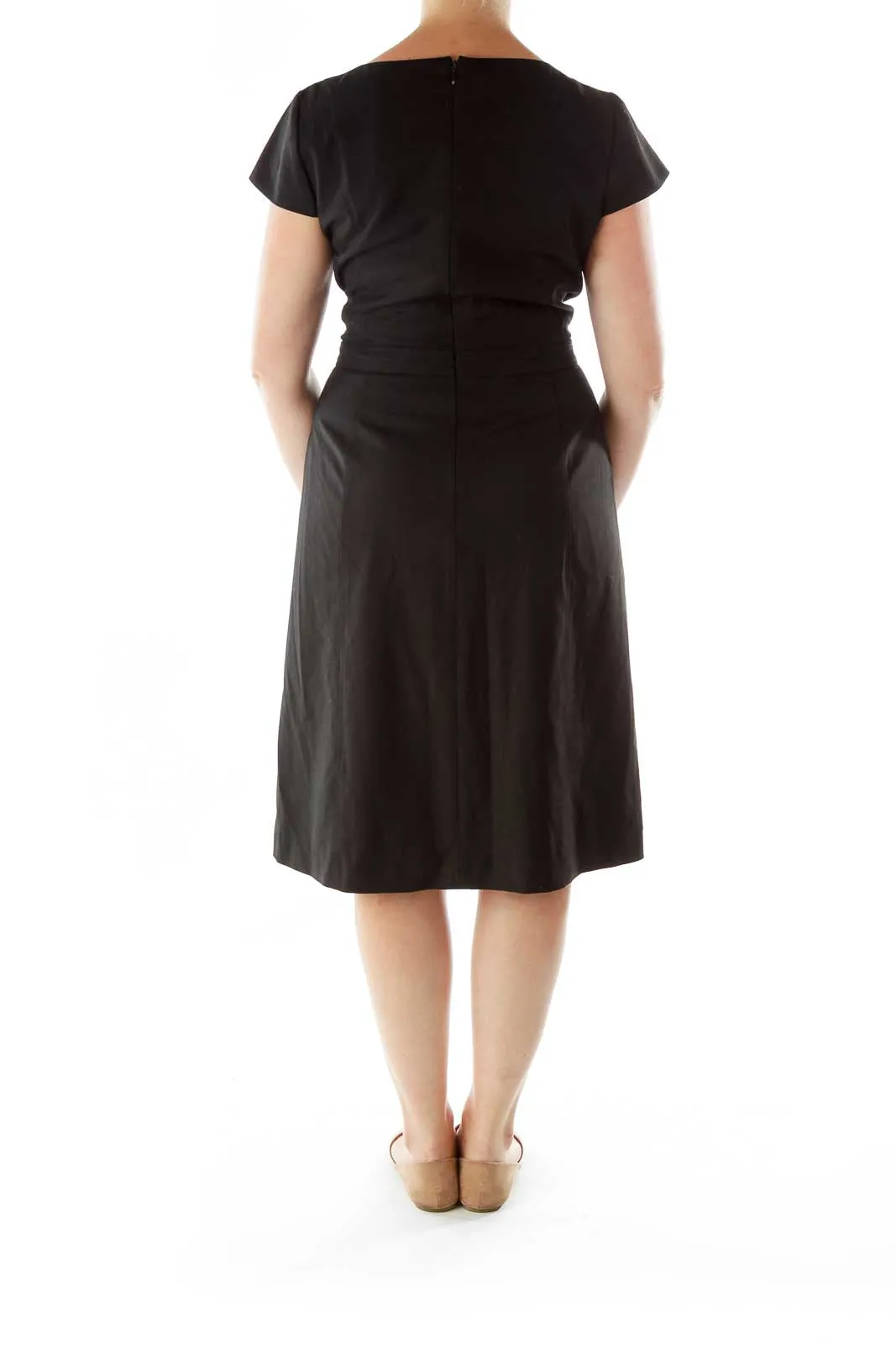 Black Bell Sleeve Structured Dress