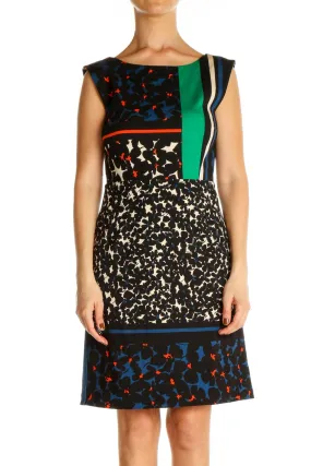 Black Colorblock Work Sheath Dress