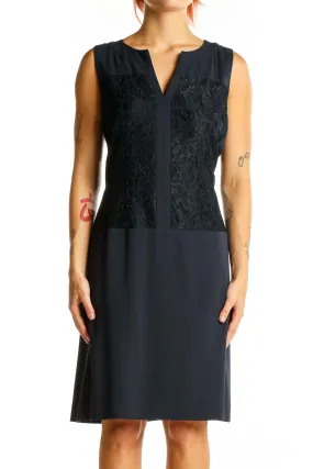 Black Lace Panel Sleeveless Dress