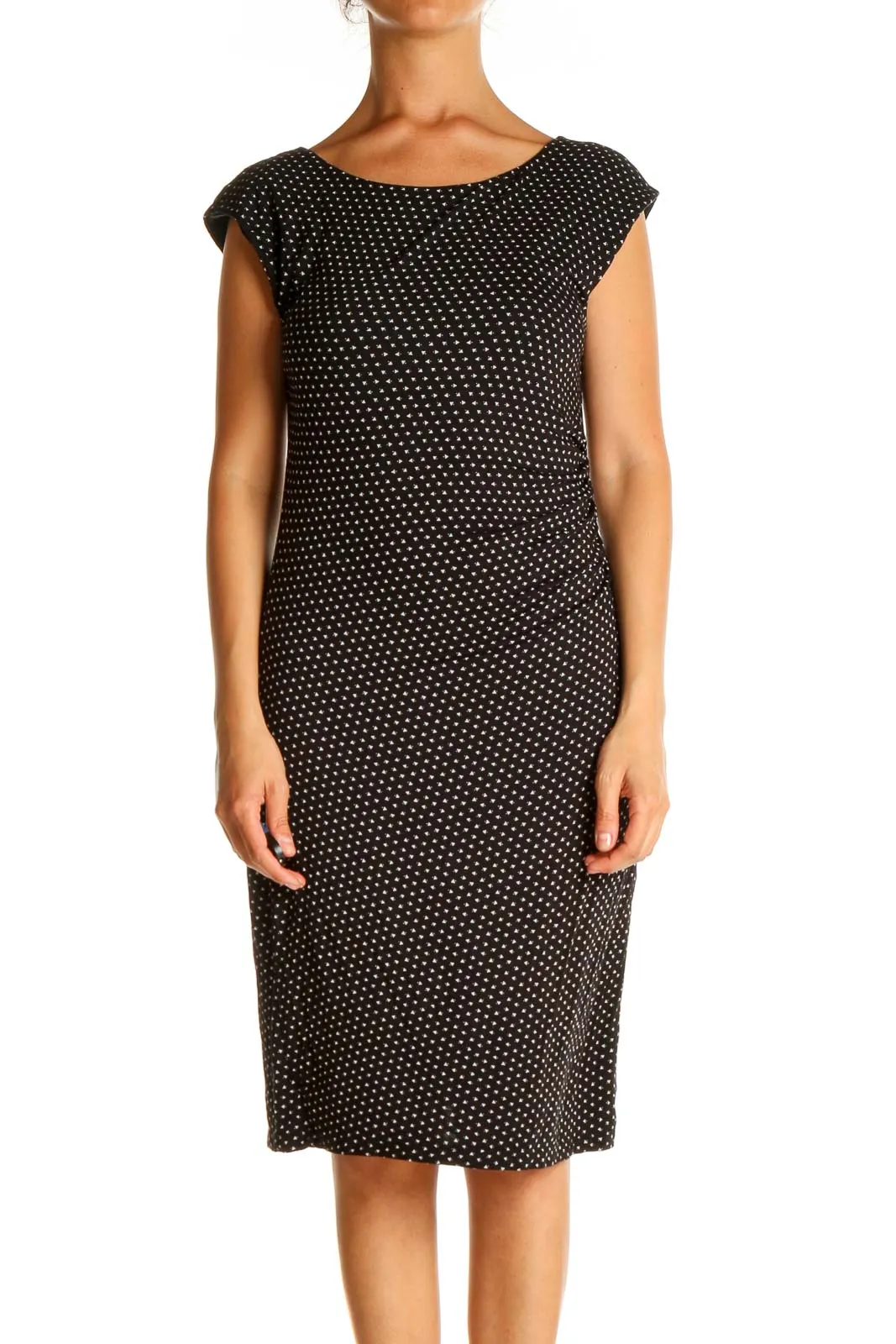 Black Polka Dot Work Sheath Dress