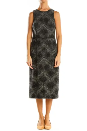 Black Printed Classic Sheath Dress