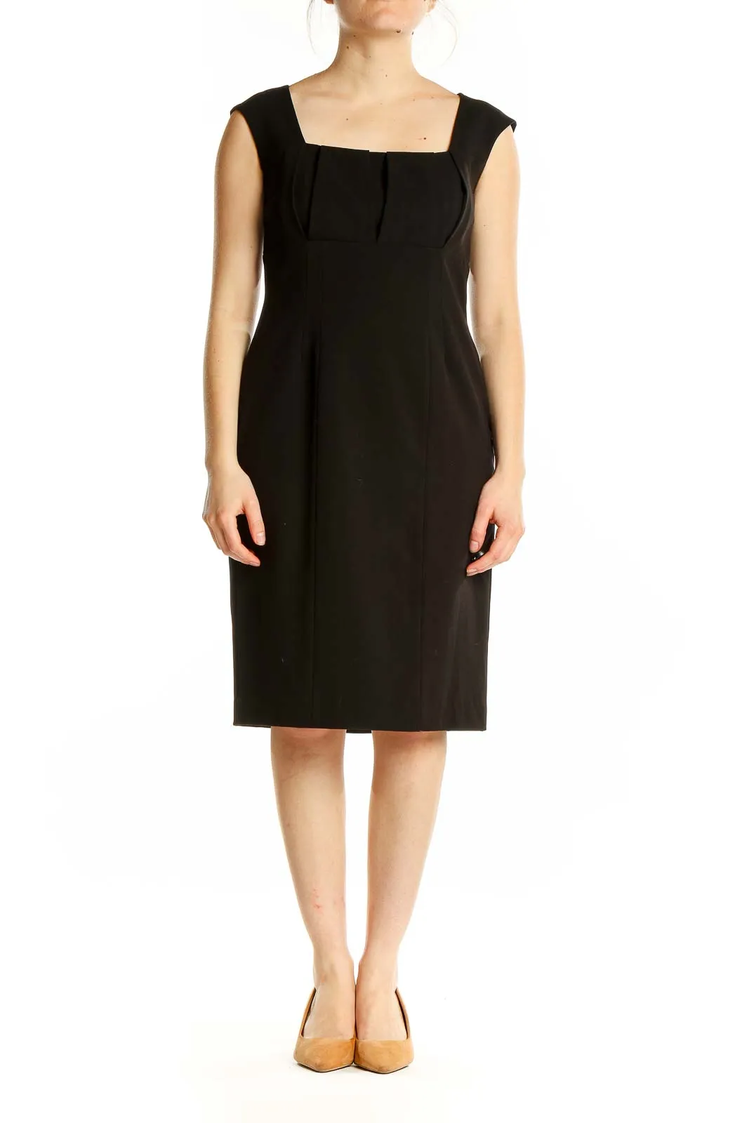 Black Square Neck Sheath Dress