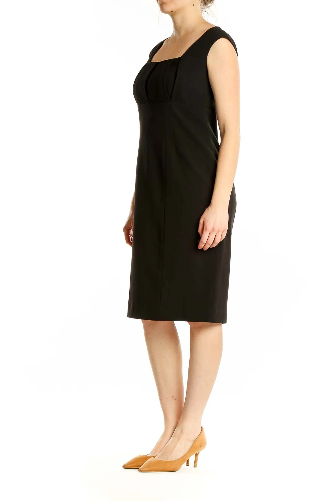 Black Square Neck Sheath Dress