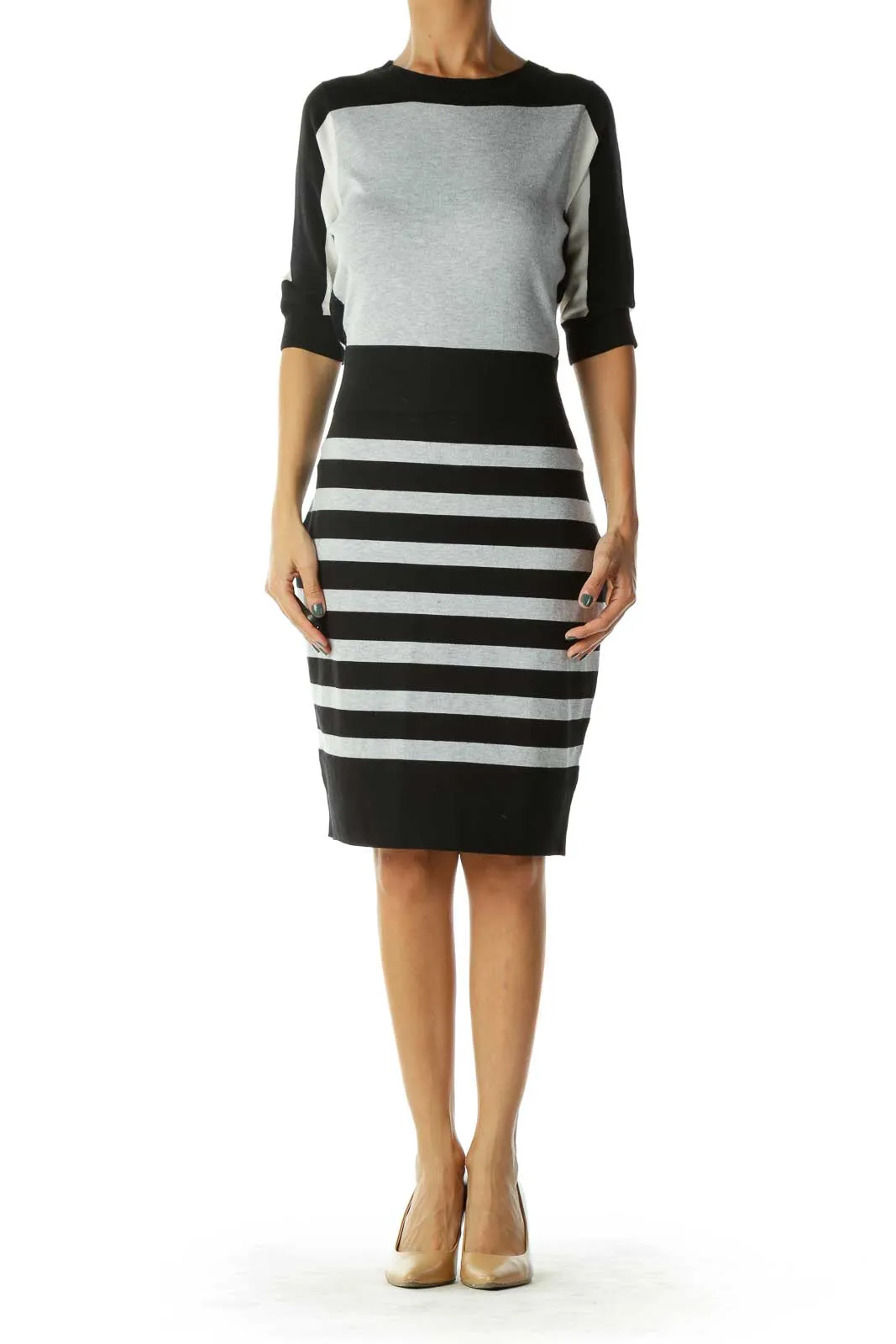 Black White Gray Striped Dress