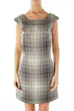 Black White Houndstooth Work Dress