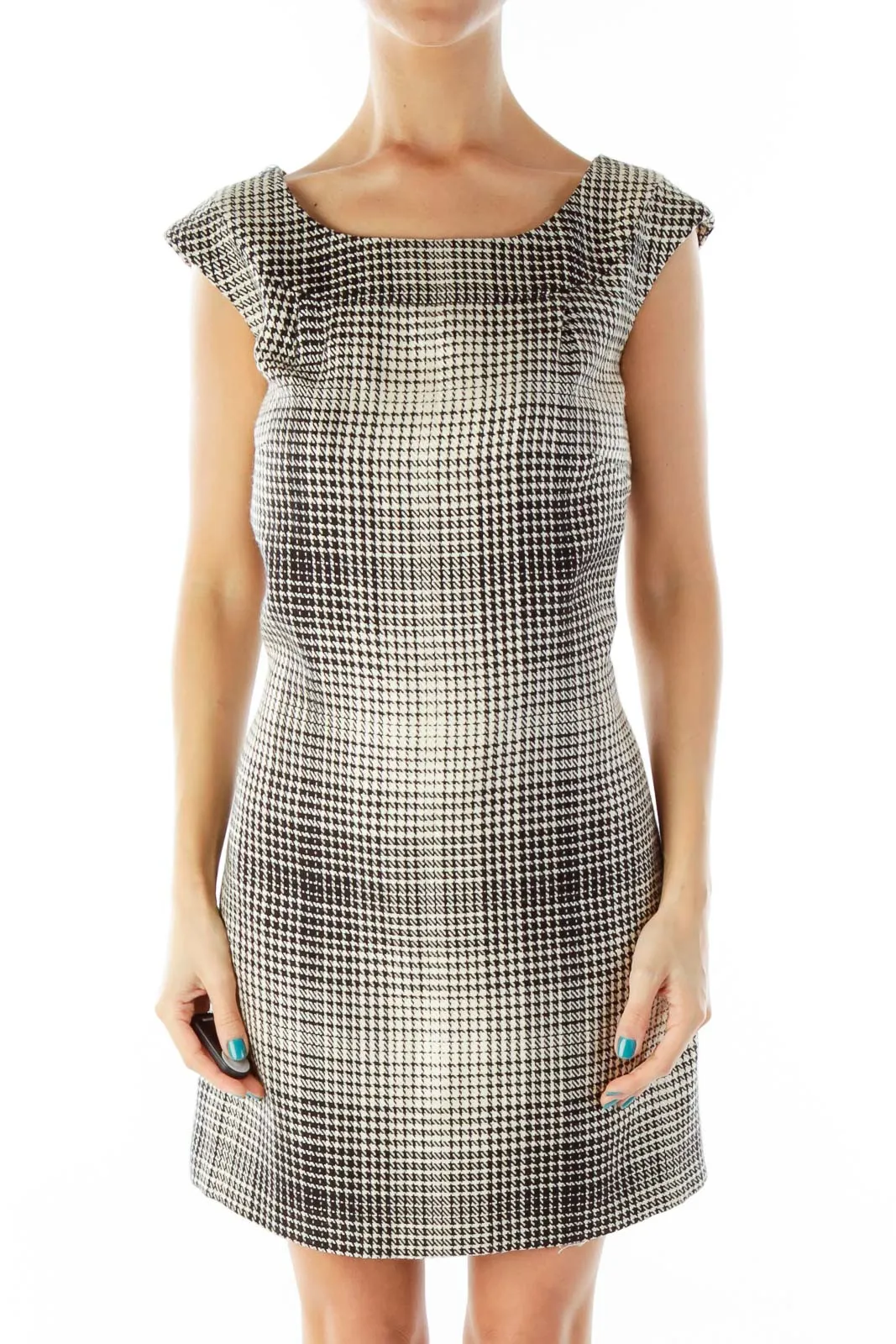 Black White Houndstooth Work Dress