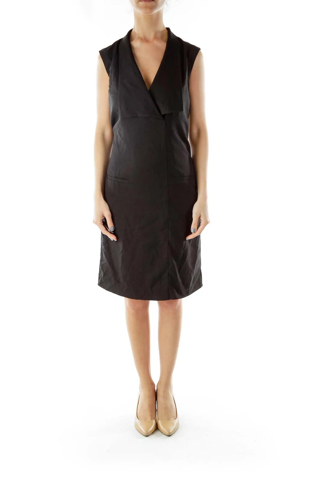 Black Work Dress with Collar