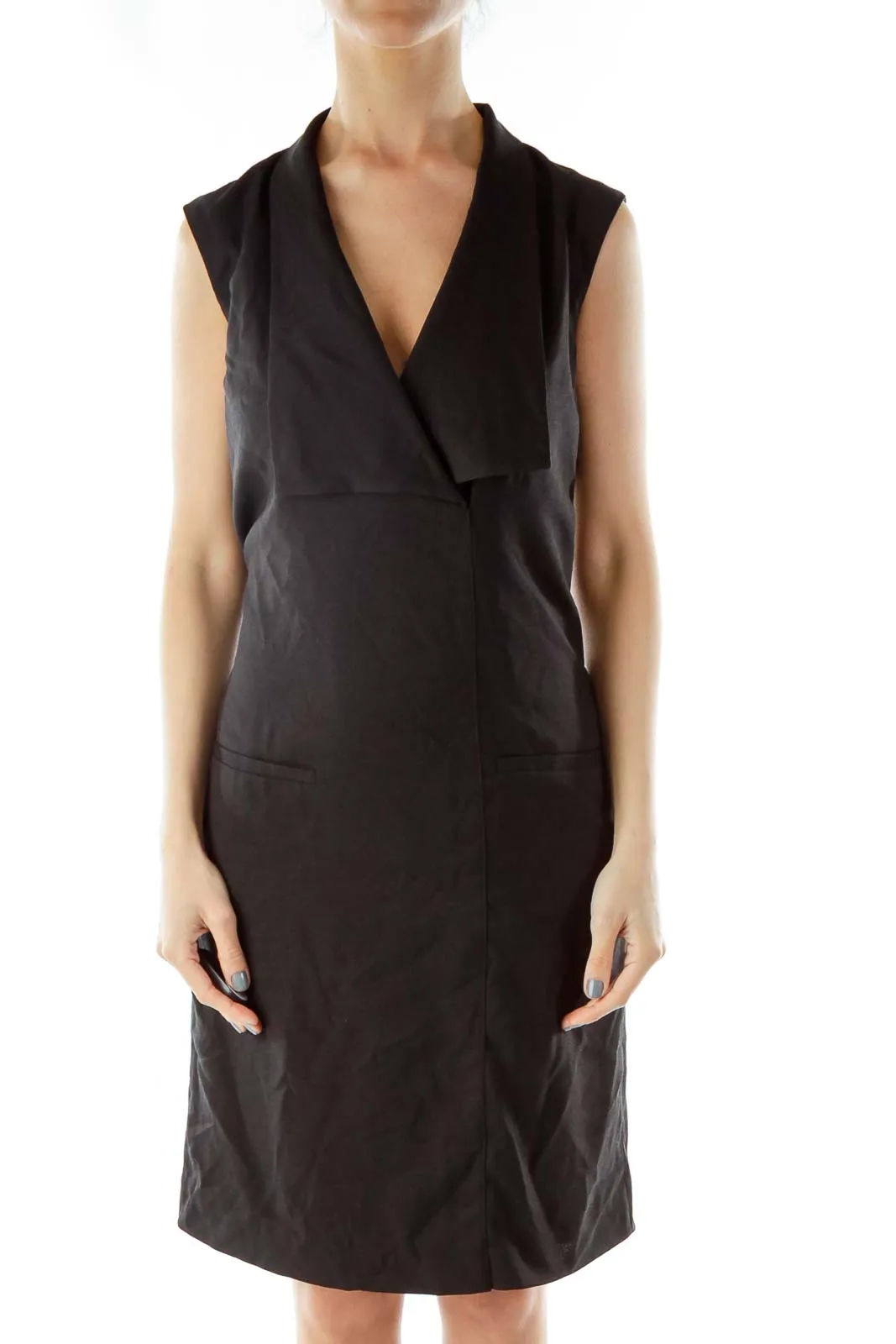 Black Work Dress with Collar