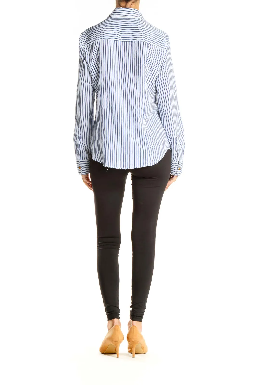 Blue Pinstripe Formal Top