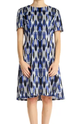 Blue White Printed Day A-Line Dress