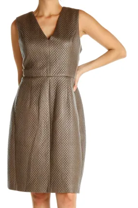 Brown Textured Work Sheath Dress