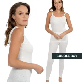 BundleBuy-Thermal Pointelle Seam Free Cami   Leggings Ivory