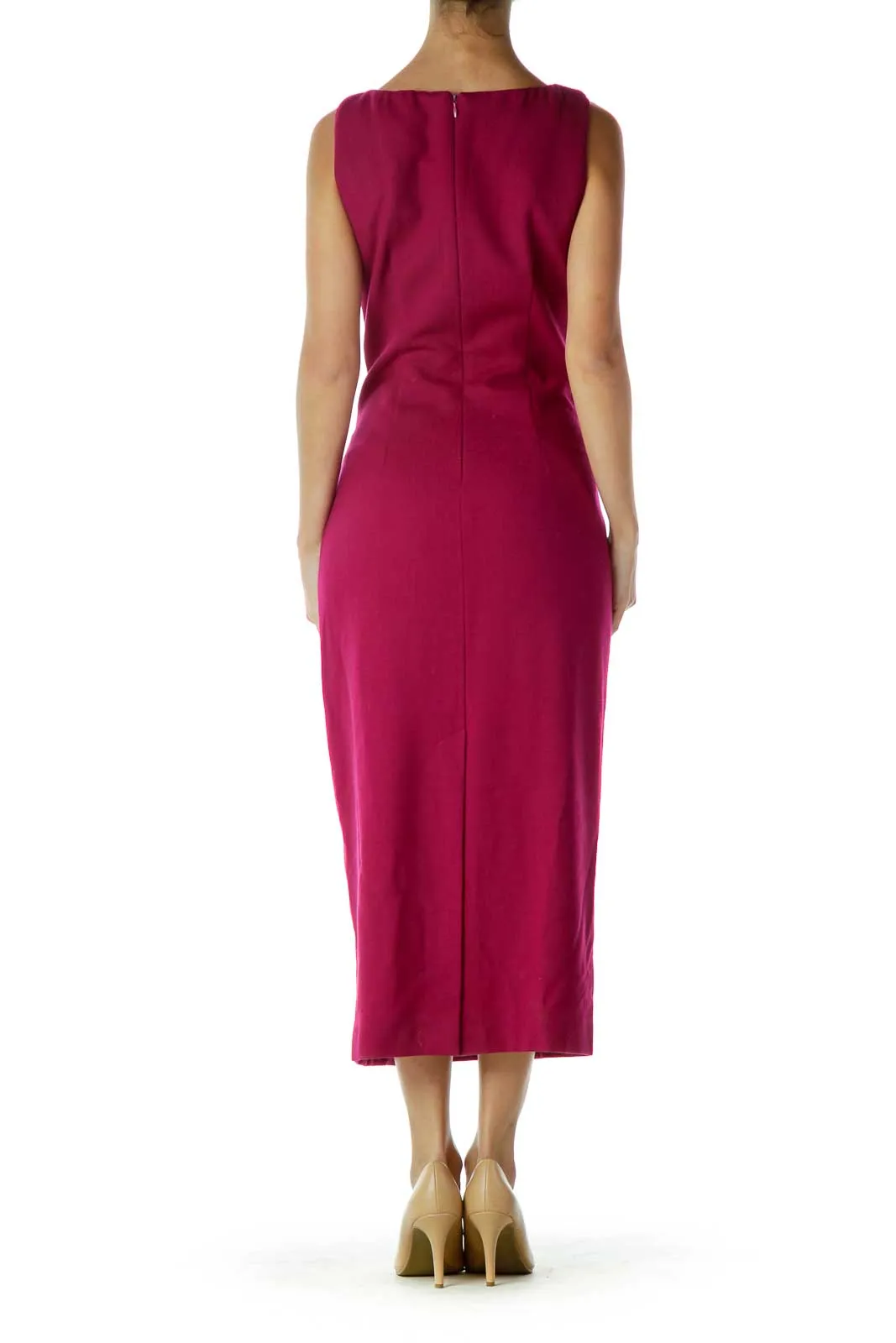 Burgundy Sleeveless Work Dress