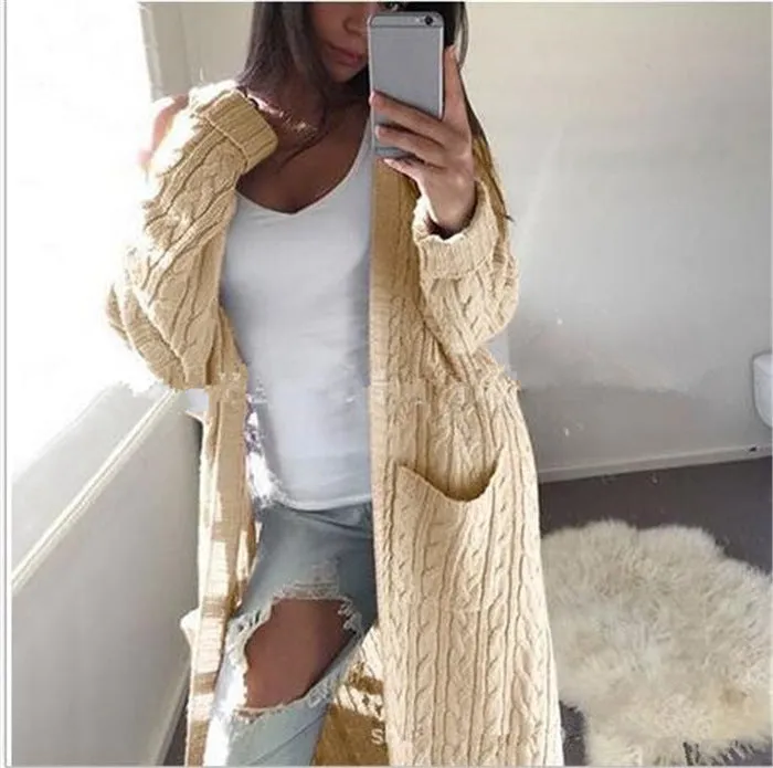 Cable Knitwear Pockets Oversized Cardigan