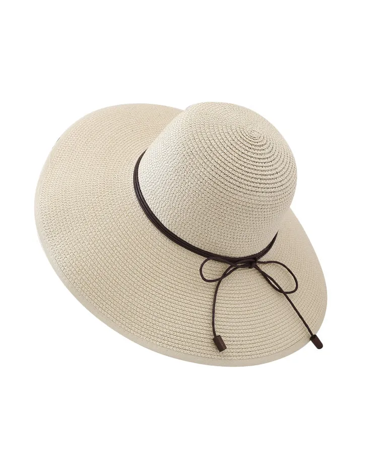 Chic Black Beach Holiday Straw Woven Lace Up Sun Hat II051