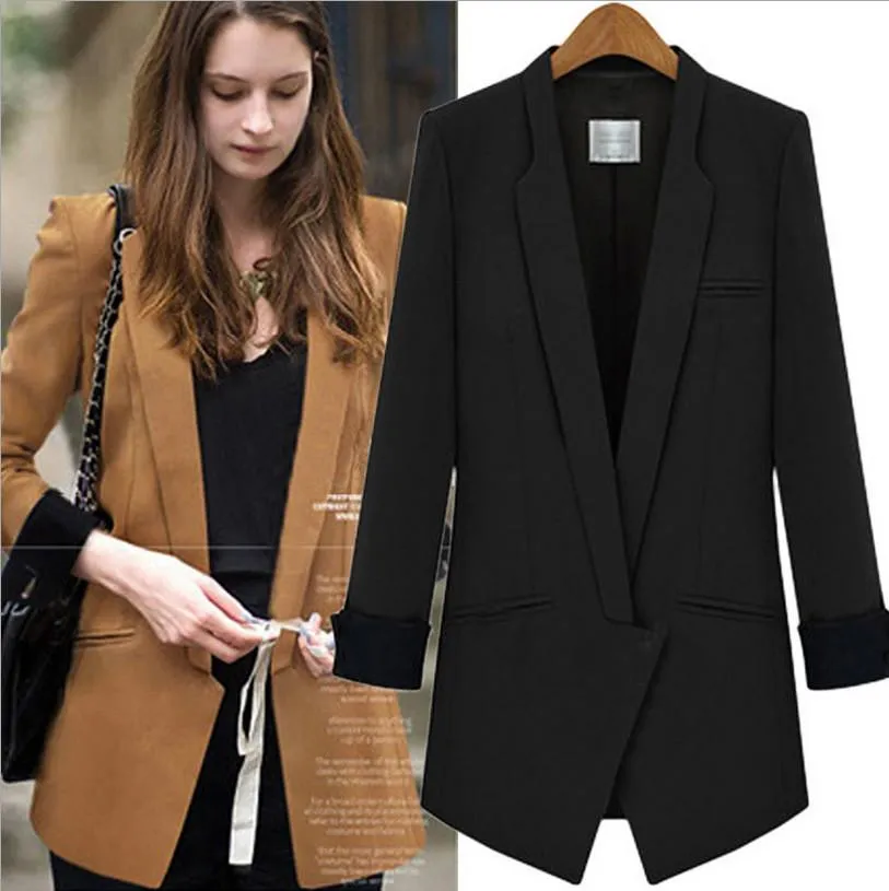 Deep V-neck Long Sleeves Brief Slim Blazer Coat