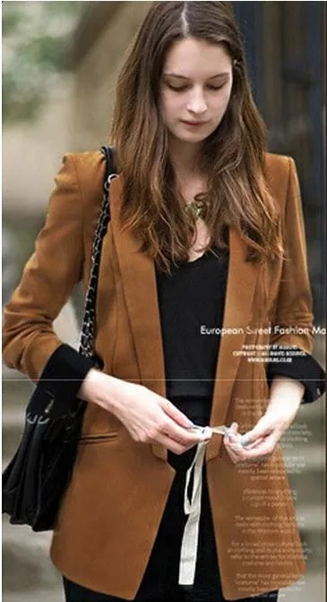 Deep V-neck Long Sleeves Brief Slim Blazer Coat