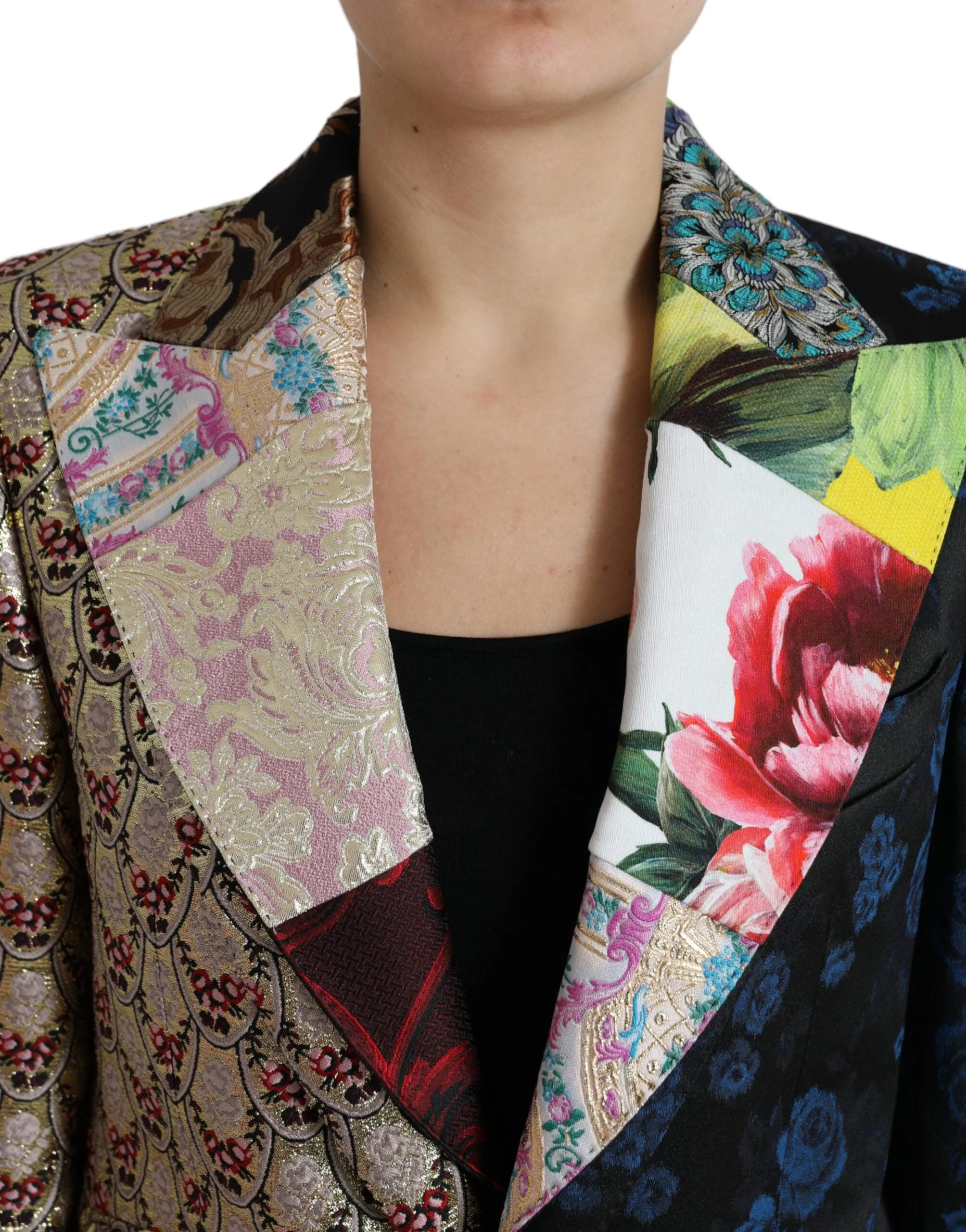 Dolce & Gabbana Multicolor Floral Patchwork Jacquard Jacket