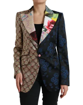 Dolce & Gabbana Multicolor Floral Patchwork Jacquard Jacket