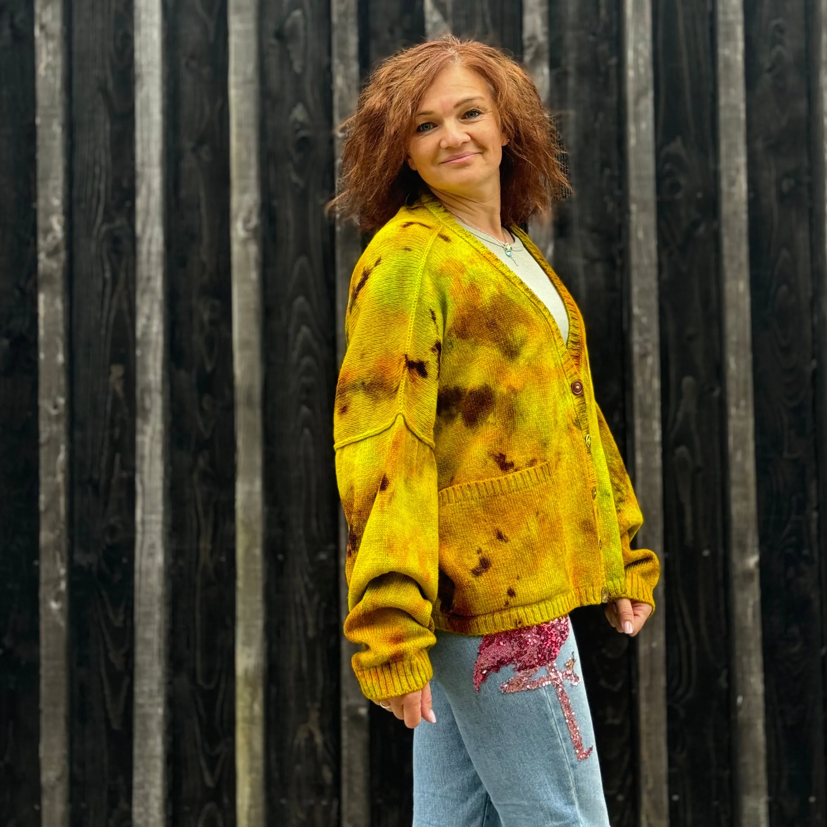 Exclusive Hand-Painted Cardigan No. L11 (Shetland Medium)