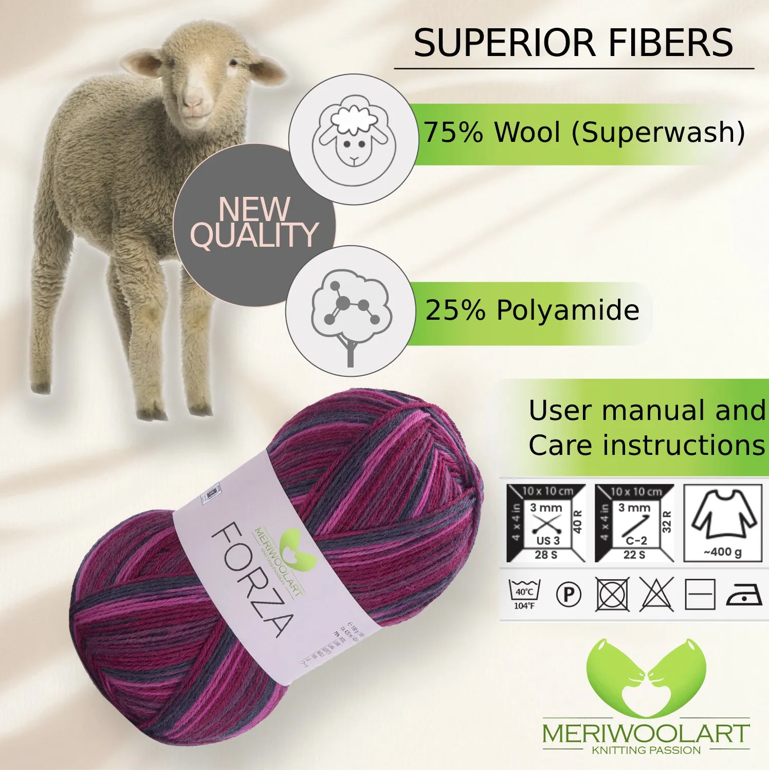 FORZA 2508 WOOL SOCK YARN 100g 420m