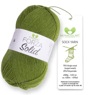 FORZA SOLID Green-4627 WOOL SOCK YARN 100g 420m