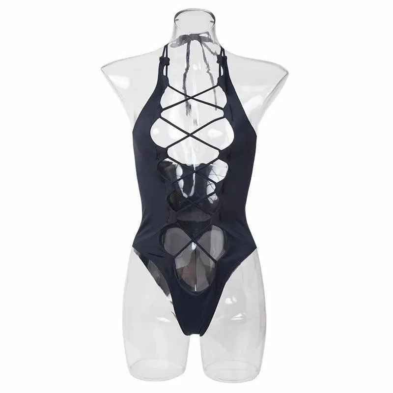 Front Strappy Sexy Bodysuit