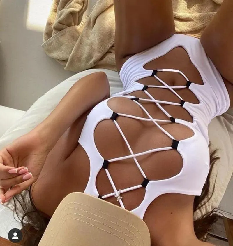 Front Strappy Sexy Bodysuit