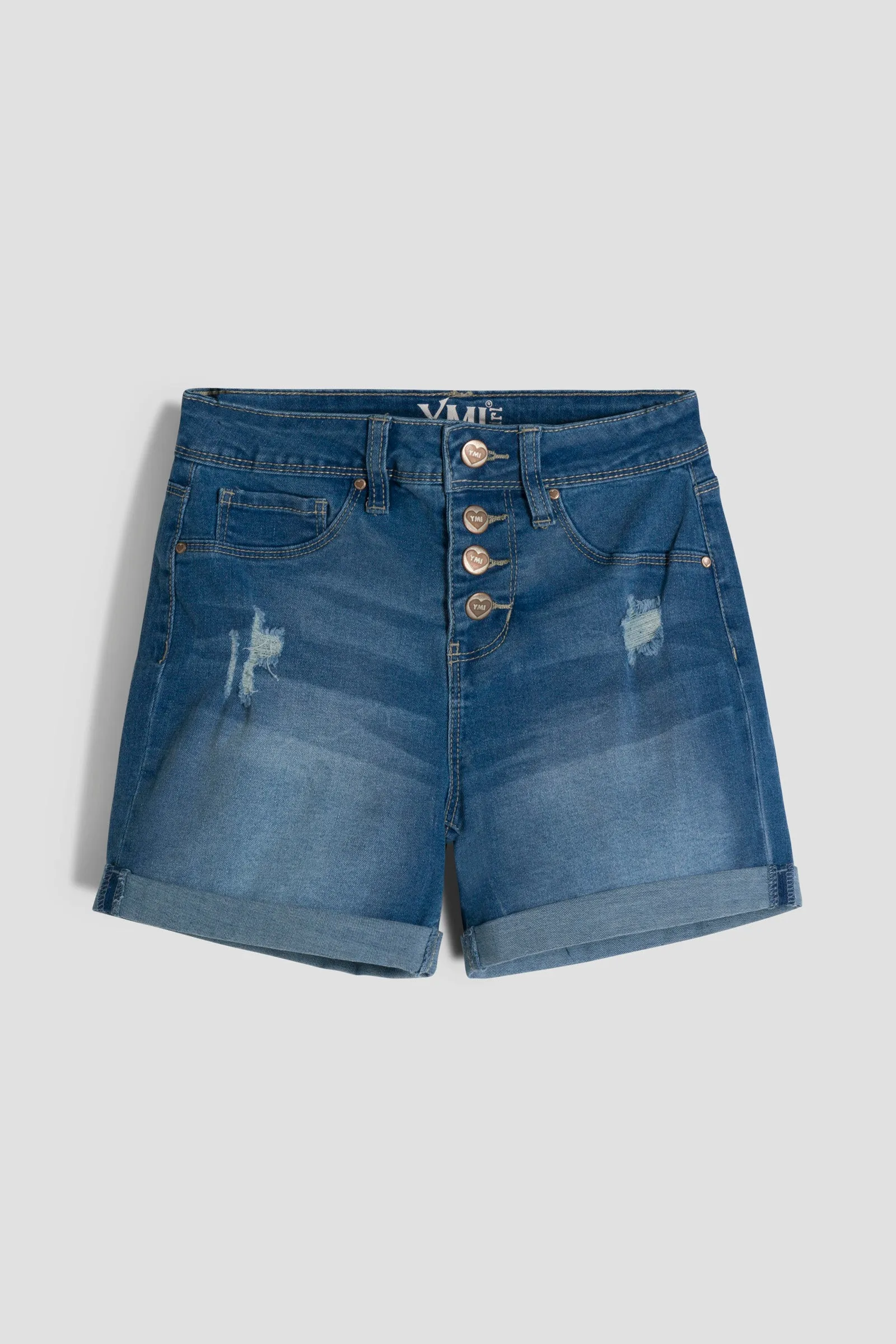 Girls Essential Button Fly Cuffed Shorts