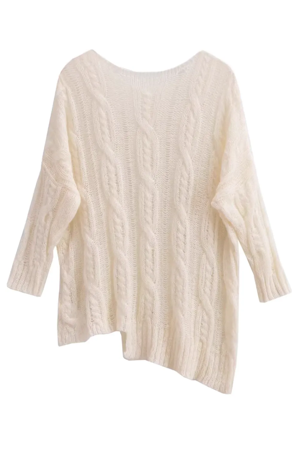 'Gretel' Asymmetrical Cable-Knit Sweater