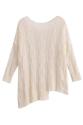 'Gretel' Asymmetrical Cable-Knit Sweater