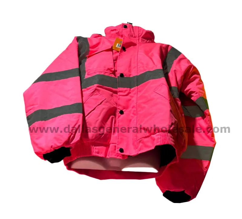 Ladies Pink Safety Waterproof Jackets Wholesale