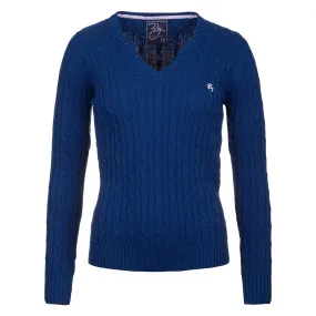 Ladies V Neck Cable Knit Sweater