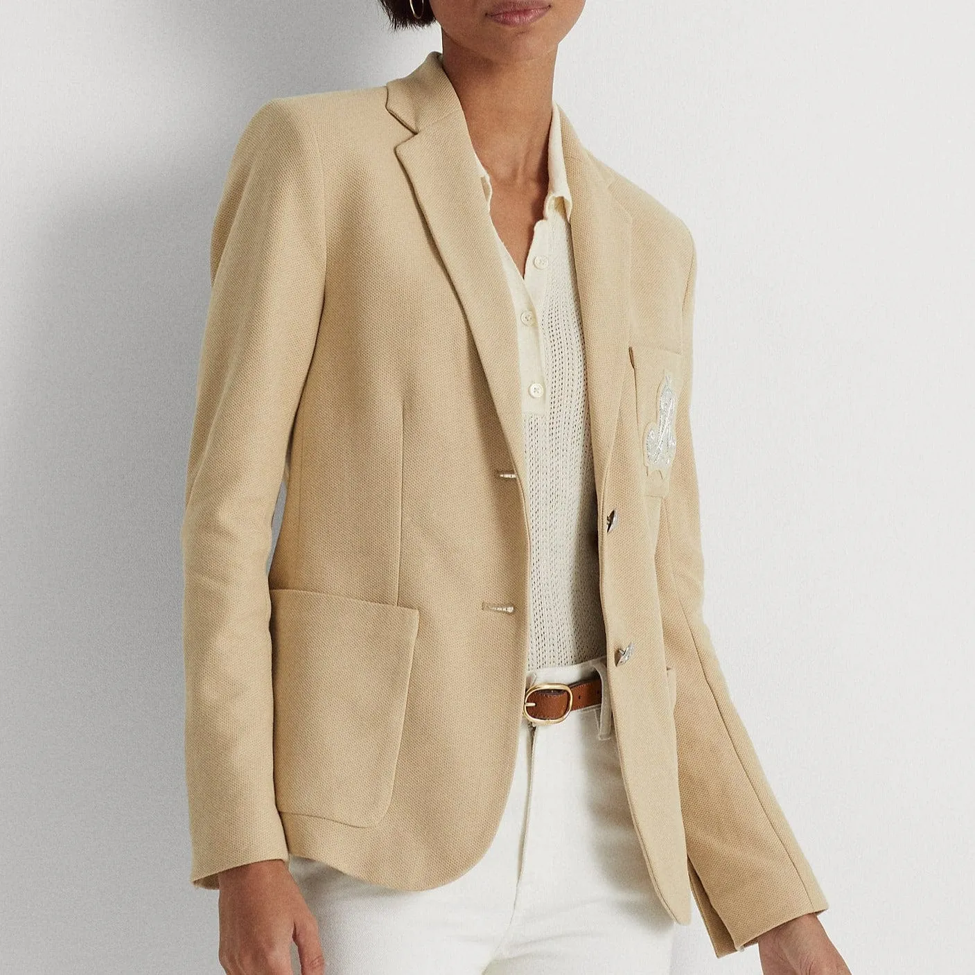 Lauren Ralph Lauren Bullion Jacquard Blazer Tan