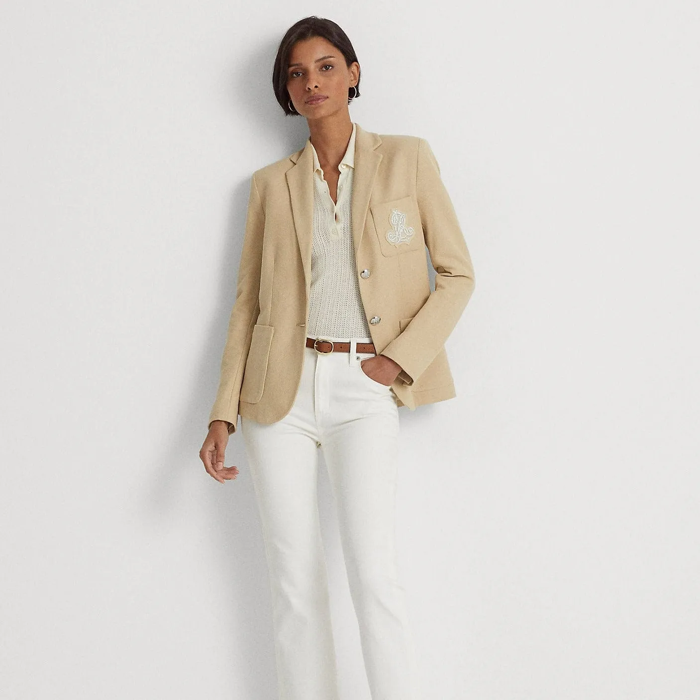 Lauren Ralph Lauren Bullion Jacquard Blazer Tan