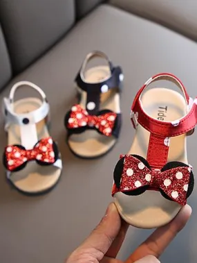 Lil' Miss Mouse Inspired Polka Dot Bow Sandals By Liv and Mia