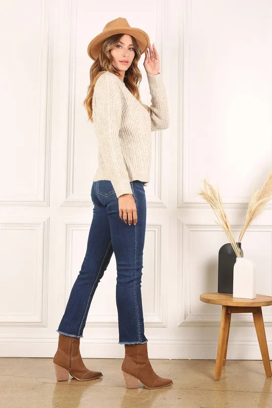 LILOU Beige Oversize cable Sweater