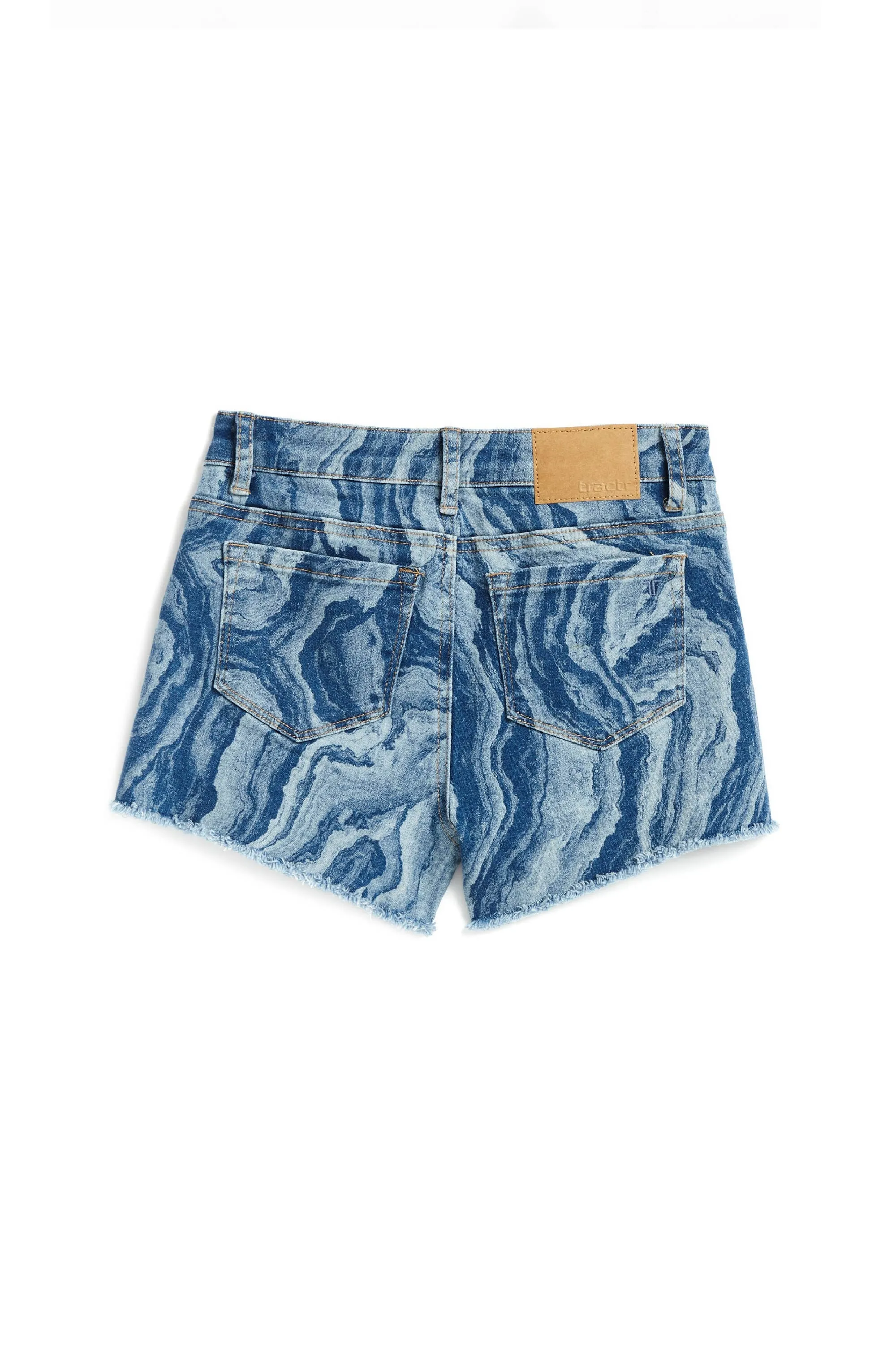 Marble Printed Fray Hem Shorts