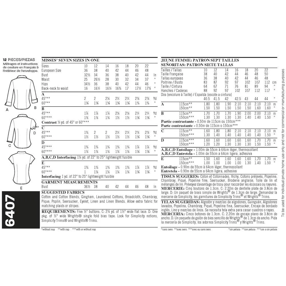 Newlook Pattern 6407 Misses Tops