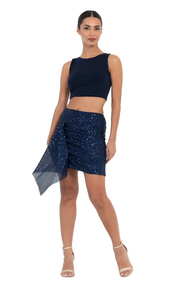 Sequinned Mini Skirt With Front Panel