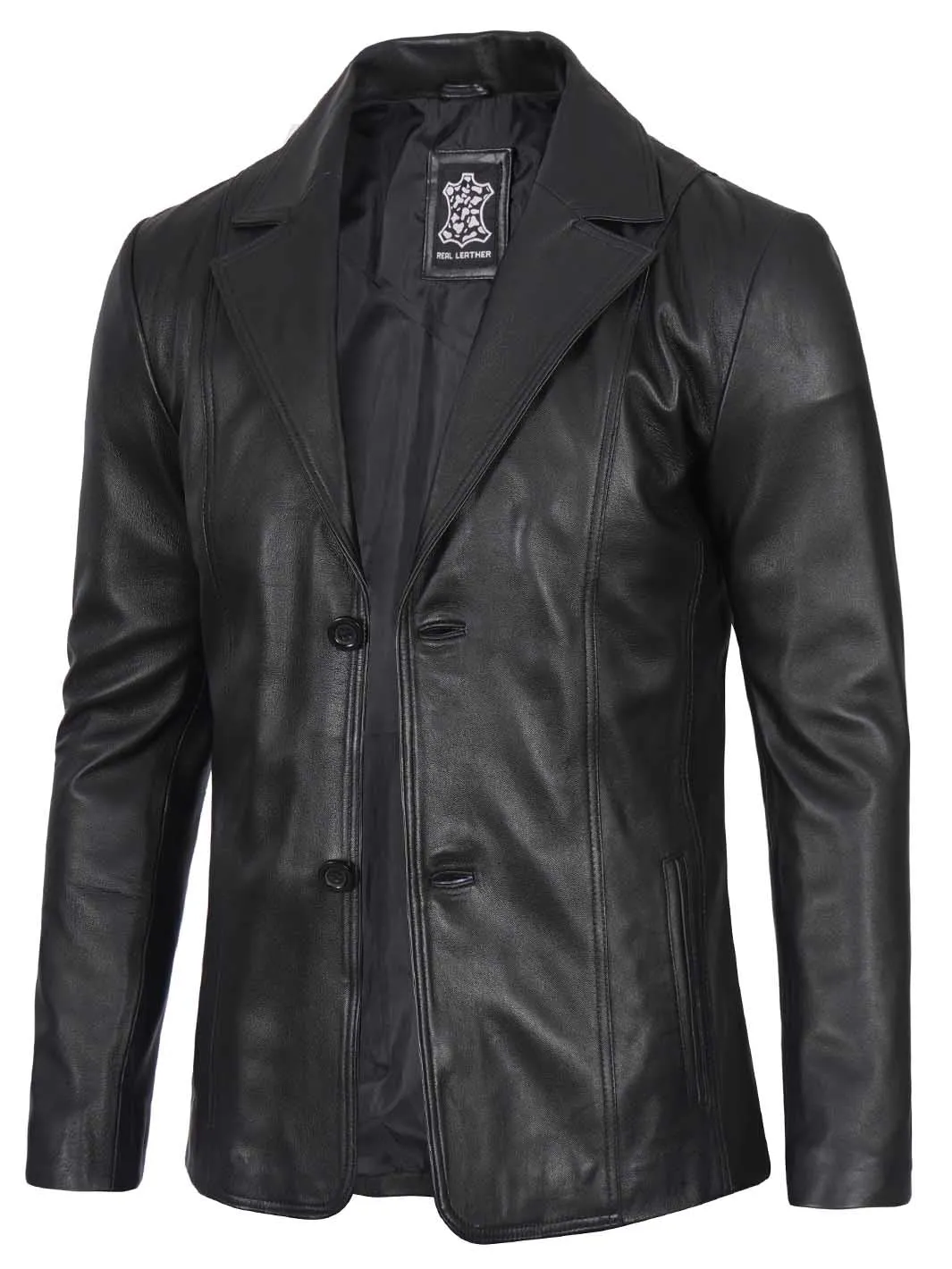 Surrey Men's Black Leather Blazer