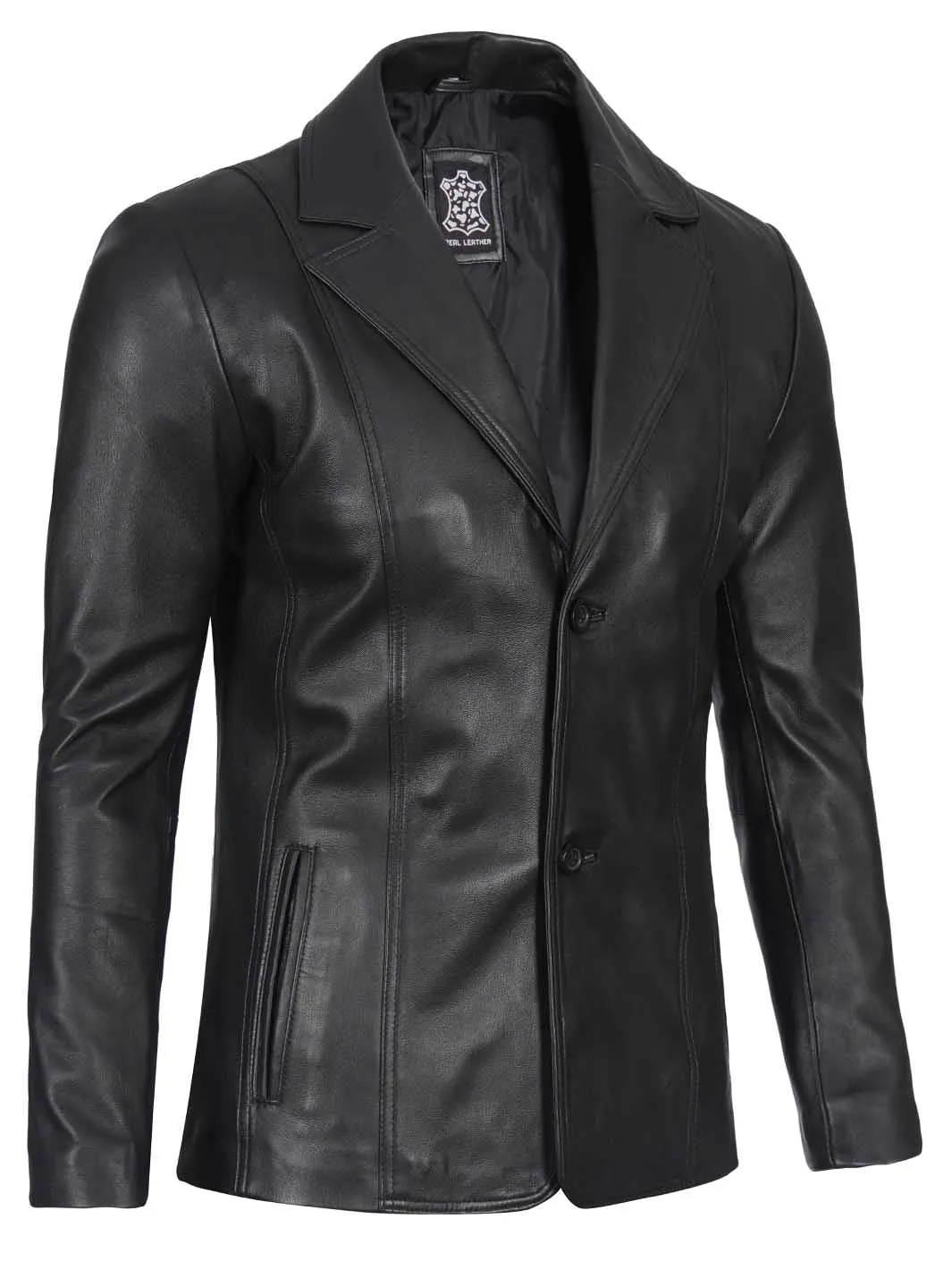 Surrey Men's Black Leather Blazer