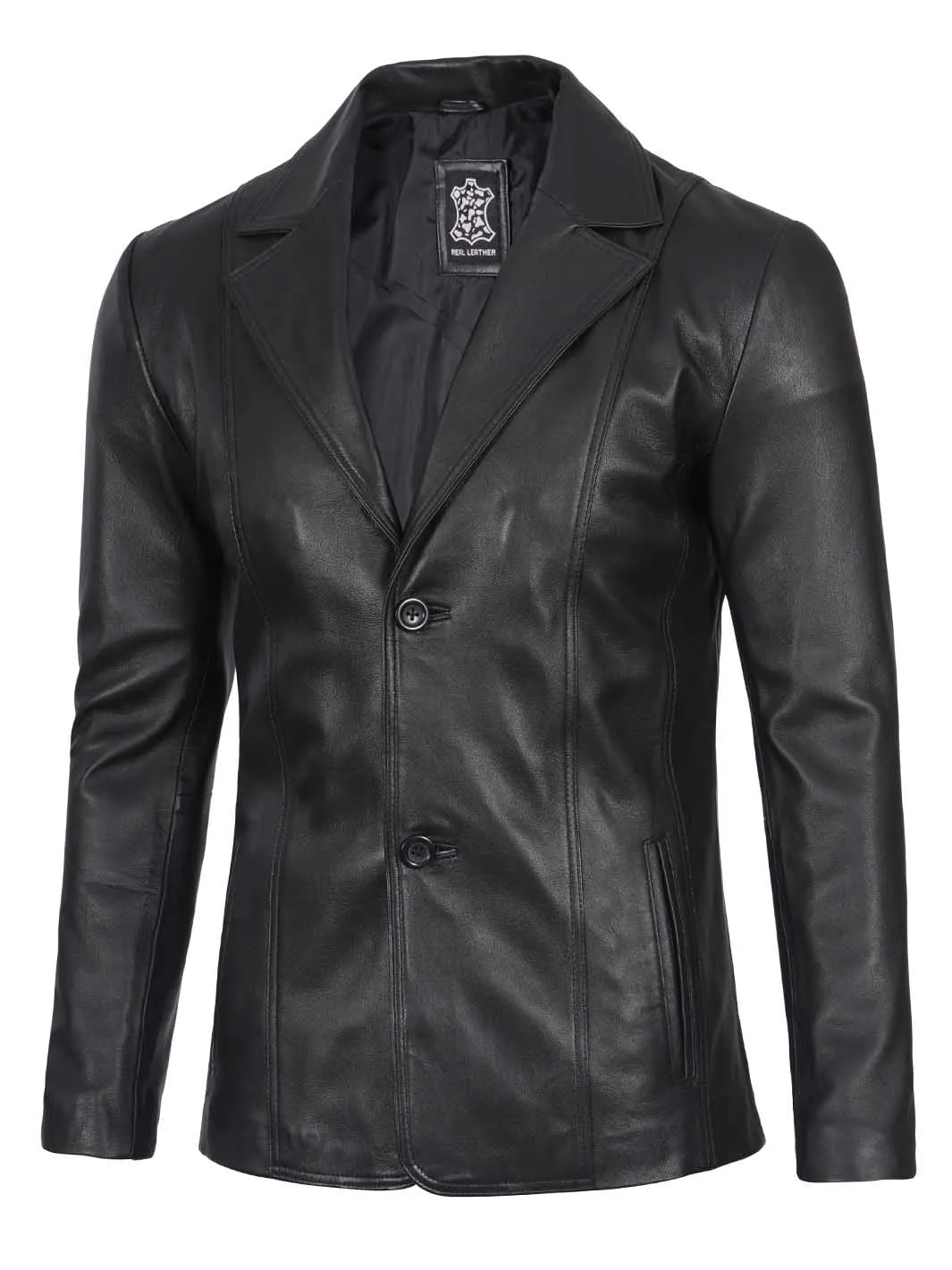 Surrey Men's Black Leather Blazer