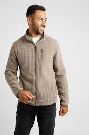 Weird Fish Mens Rossten Eco Full Zip Grid Fleece Bronze