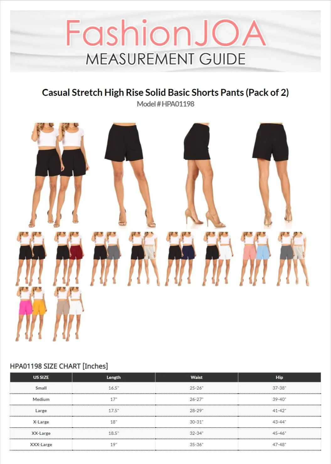 Women's Casual Stretch Solid Basic Shorts Pants (Pack of 2)