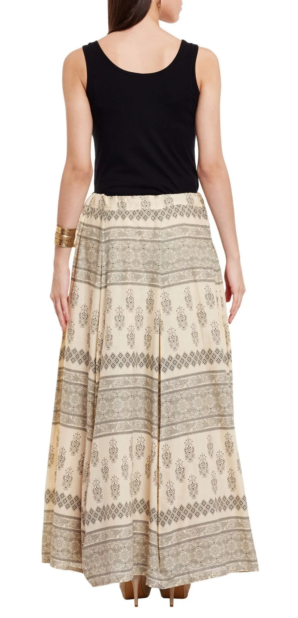 Womens Cotton Printed Skirt Ethnic And Tribal Motifs ,XL,Black